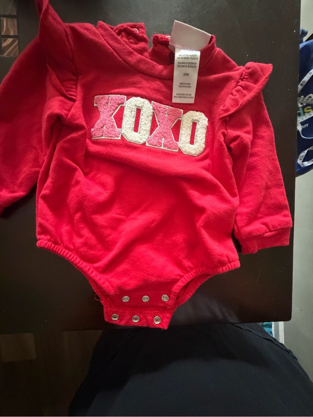 Little Lass Baby XOXO Long Sleeve Bodysuit Romper – Size 3/6M
